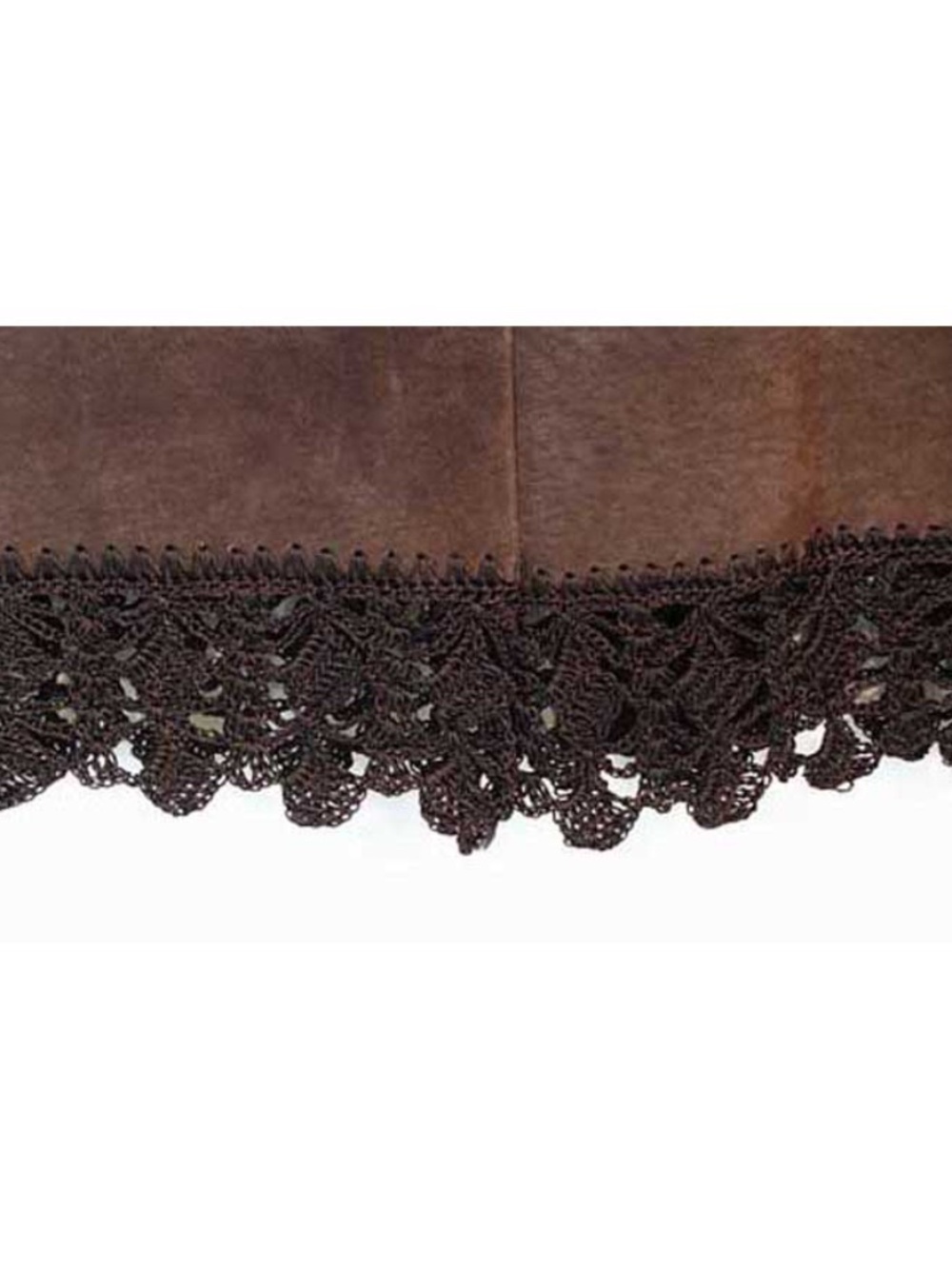 SUEDE LONG SKIRT & CROCHET LACE HEM, ORIGINAL TAGS ON, MISSES 16, DARK BROWN, - Picture 5 of 12